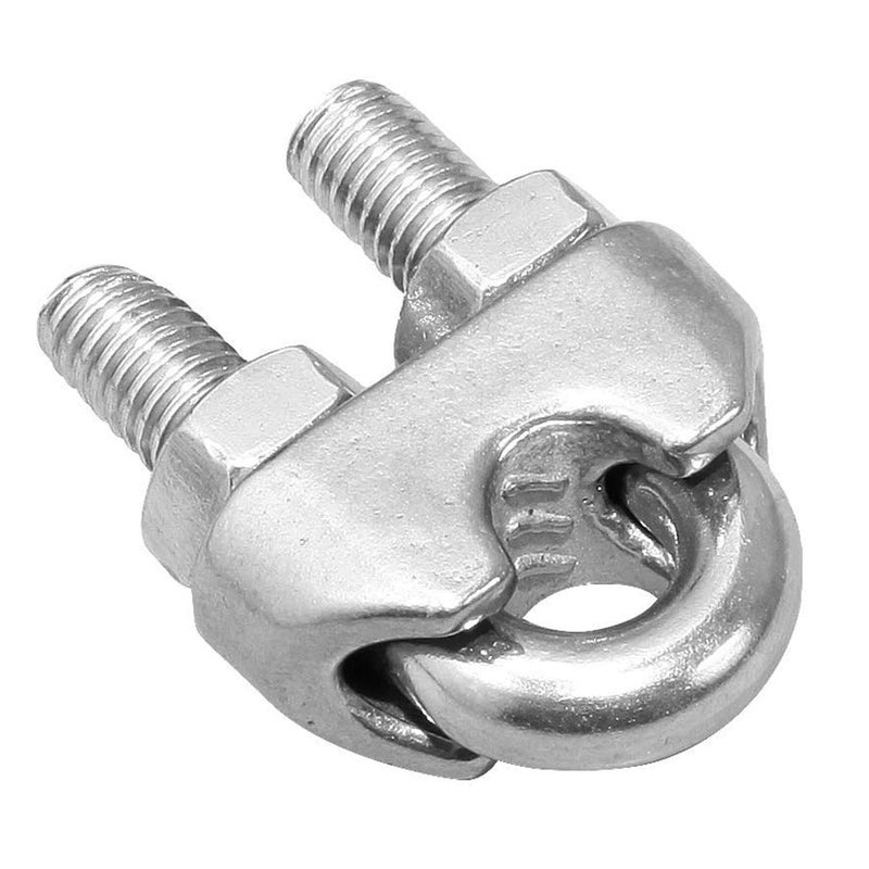 Hulless 1/4 Inch 6mm Wire Rope Clamps Clip 304 Stainless Steel Cable Clip Fastener 12 Pcs - Image 2